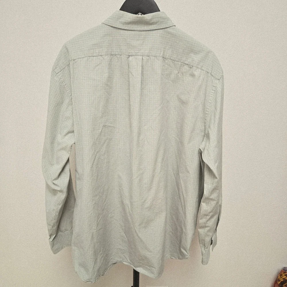 J.Crew Mens XL Long Sleeve Button Down Shirt Green Blue Micro Check Cotton - Picture 4 of 9